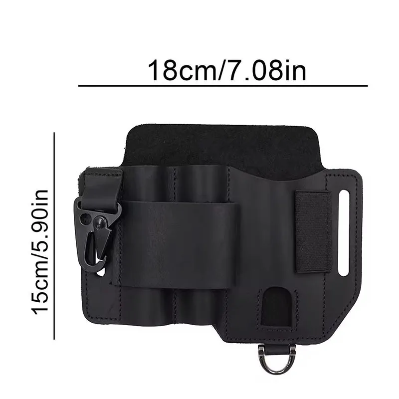 Tool Pocket PU Multifunctional Storage Wear Resistant Durable Retro Outdoor Sports Pocket Tool Leather Case Flashlight Cover