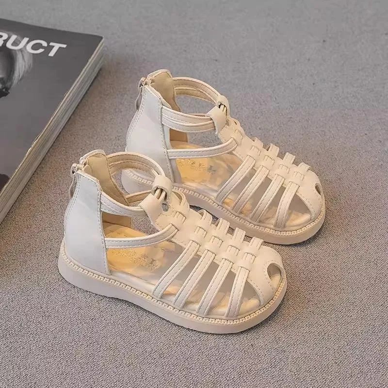 

Baby Sandals with Back Zipper Boys Girls Roman Shoes Versatile Soft Sole 2026 Summer New Kids Walking Shoes Korean Style Trendy