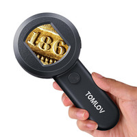 TOMLOV P10 Microscope for Adults Kids Handheld Coin Magnifier with Light for Error Coins Collector Portable 100X Jewelers Loupe