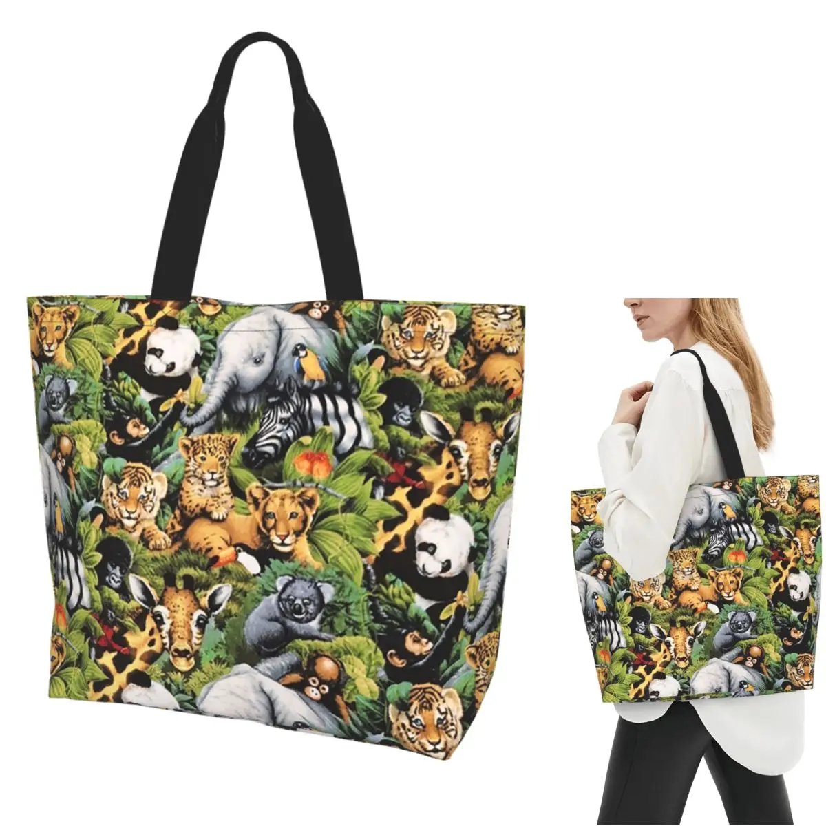 

SAFARI Shopping Tote Bag Canvas Large Capacity Shoulder Bags Shopper Grocery Handbag for Women