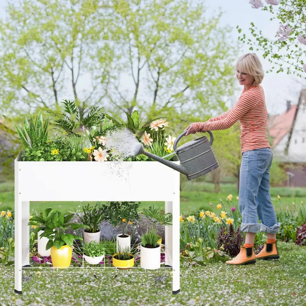 Elevated Metal Planter Box with Removable Legs for Growing Herbs, Vegetables, Flowers, and Succulents