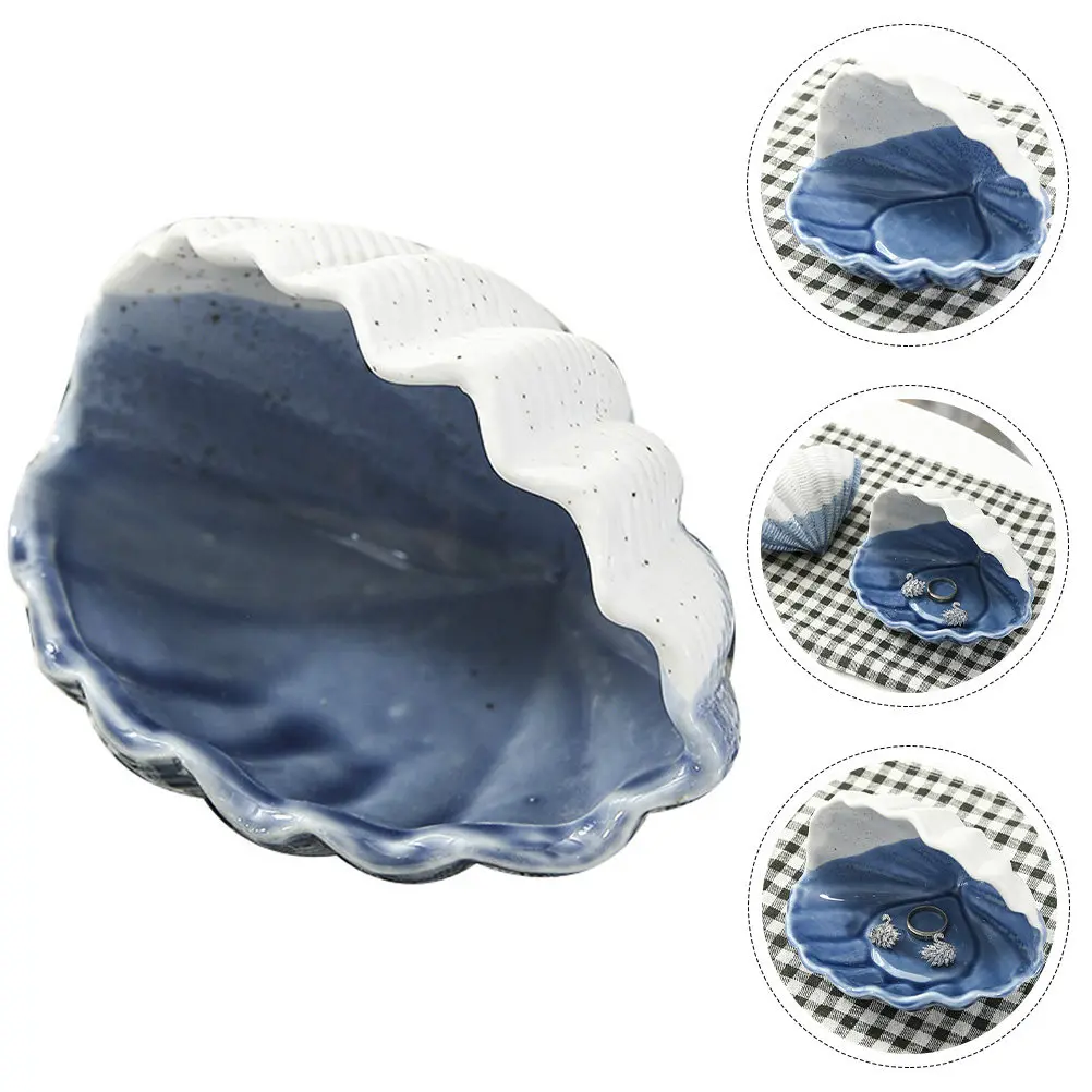 

Seashell Desktop Storage Box Nautical Ceramic Jewelry Organizer Decorative Trinket Holder for Tabletop Dresser Bedroom