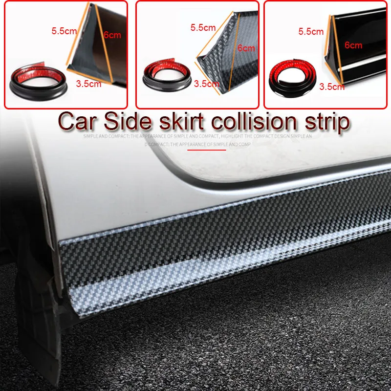 

2.2M*2pcs Car Paint Anti-Collision Body Strip Universal Black Carbon Fiber Car Body Side Skirts Lip Anti Scratch Protector Stick