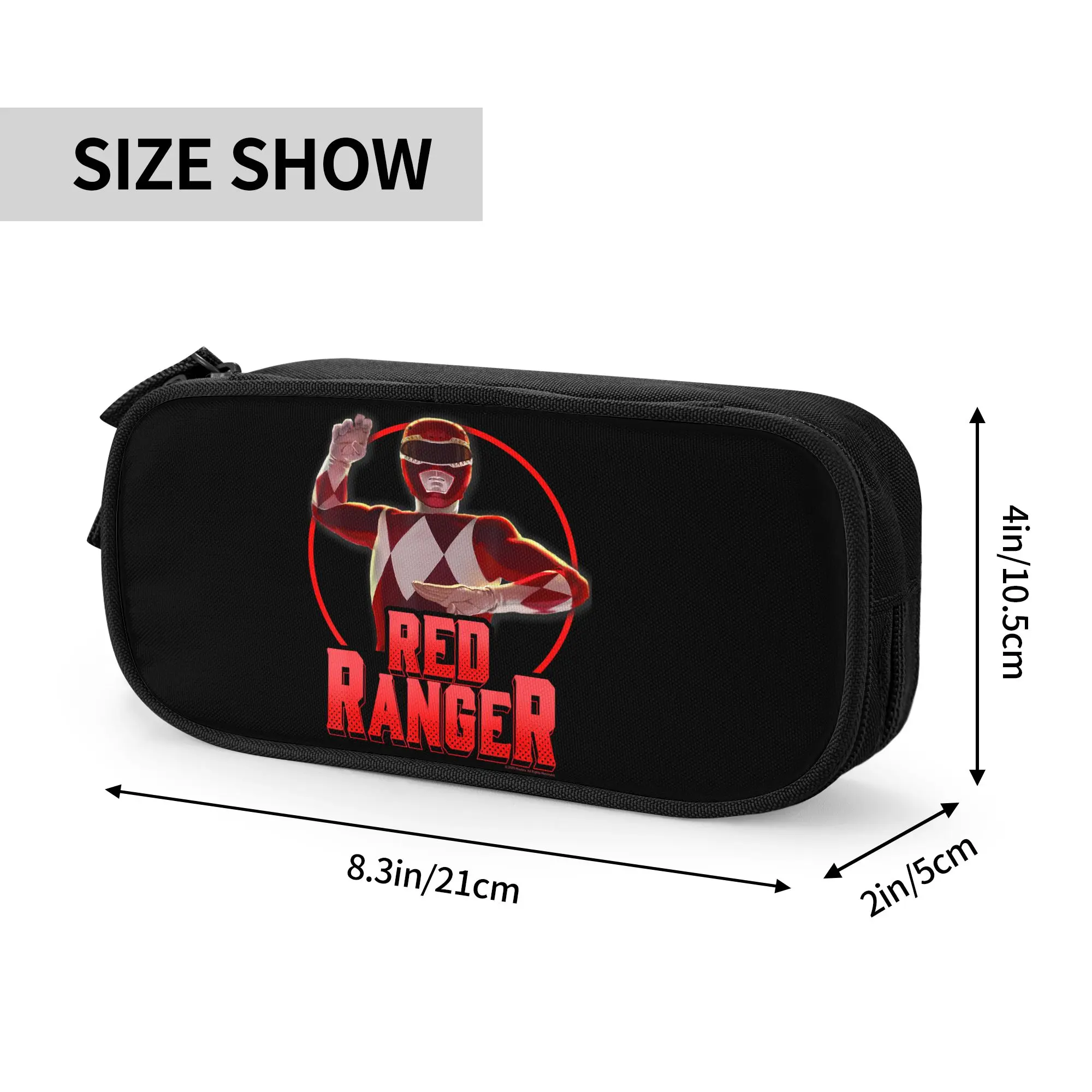 Large Capacity Bags for Child Cartoon Power Rangers Red Ranger Karate Action Circle Portrait  School Pencil Bag