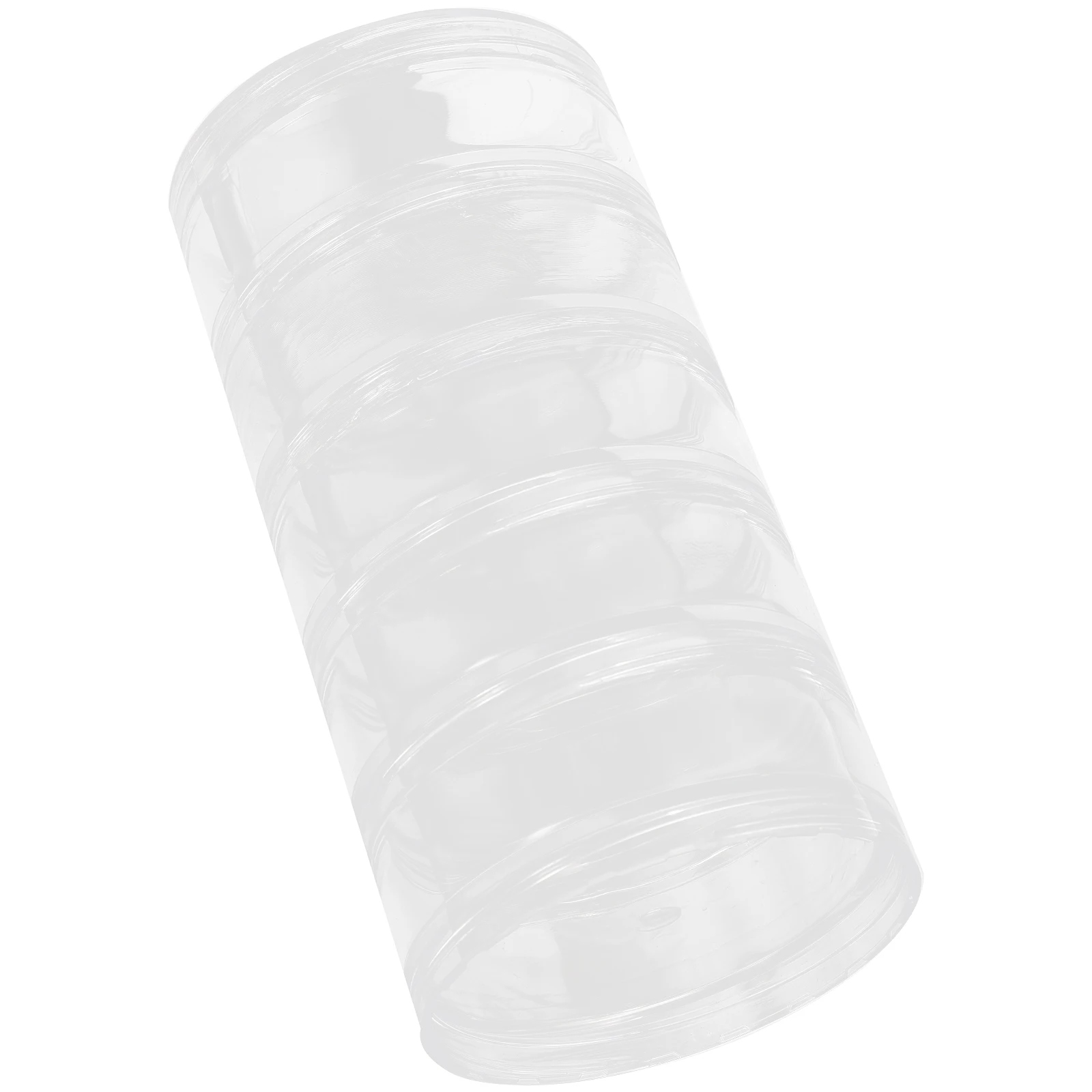 5 Layer Big Cylinder Stackable Transparent Round Plastic Cosmetics Jewelry Beads Sewing Storage Container