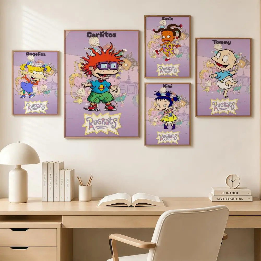 R-Rugrats Cartoon Poster Poster Print Painting Wall Art Living Room Office Decoration Frameless