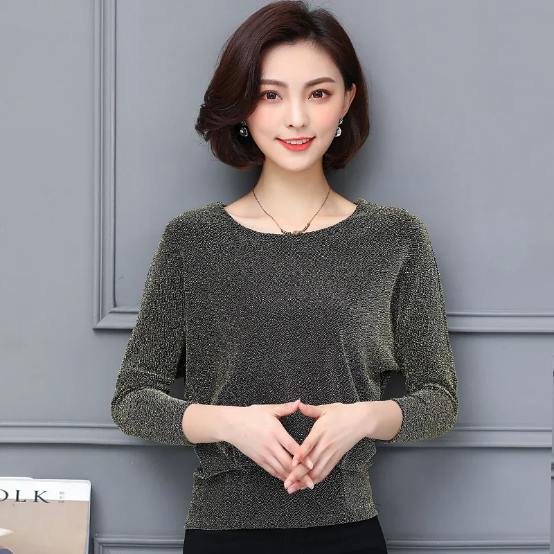 Elegant Fashion Elegant Shiny Sequin Blouse Classic Black Blue Shine Women Blouse Pleasure Glitter Shirt Tops Tunic Women 15841