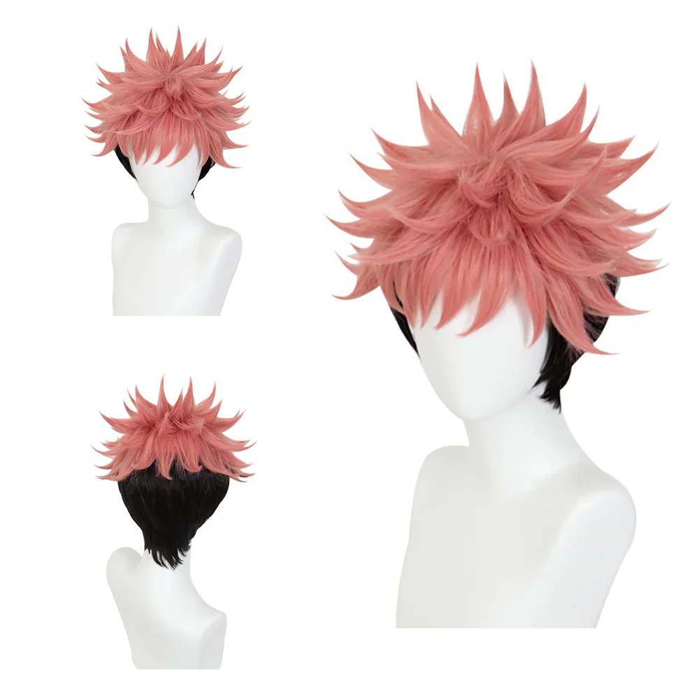 

High-Quality Anime Jujutsu Kaisen Yuji Itadori‌ Cosplay Synthetic Hair 10-Inch Halloween Wig Rose Intranet High-Temperature Silk