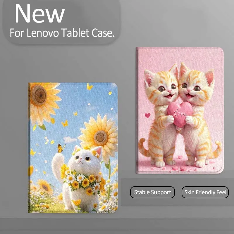 

Cute Cat Sunflower Field For Xiaoxin Lenovo Tab Pad K11 K10 M10 P11 3rd Plus Pro Legion Y700 Y900 Gen4 2 Tablet Case Gift