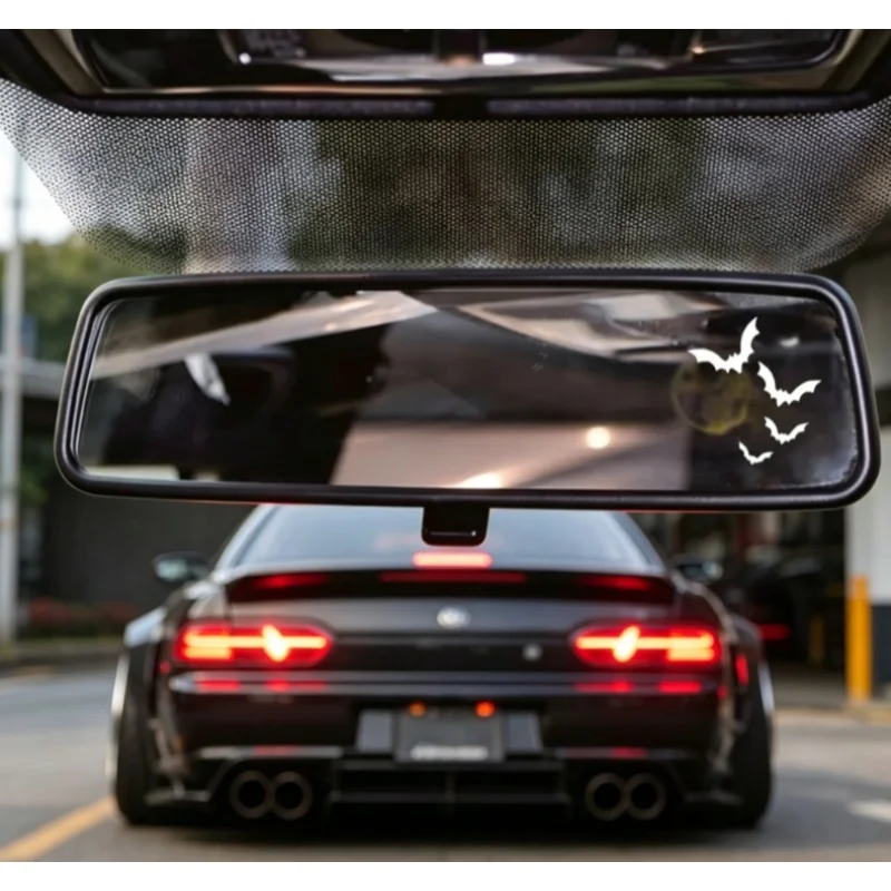 Autocollant réfléchissant pour rétroviseur de voiture, motif chauve-souris et oiseaux, autocollant décoratif intérieur pour miroir de maquillage, autocollants créatifs personnalisés pour pare-chocs