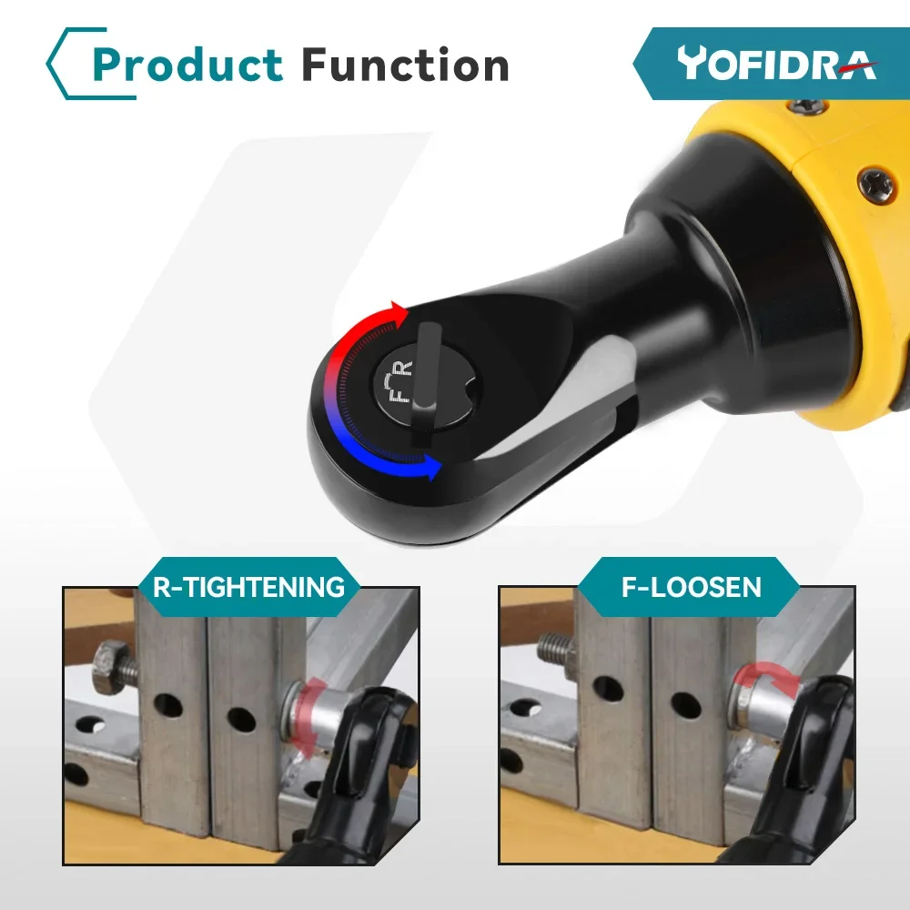 Yofidra 3/8 Inch 200N.M Electric Ratchet Wrench For Makita 18V Battery Rechargeable Removal Screw Nut Car Repair Tool