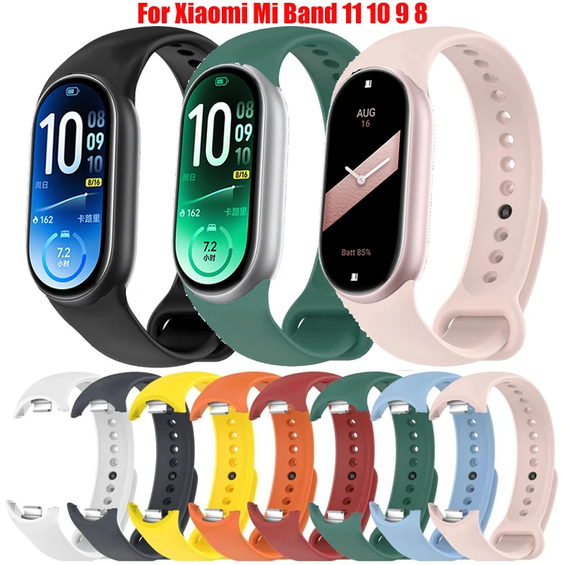 Soft Silicone Strap For Xiaomi Mi Band 11 Breathable Bracelet Comfortable Correa For Xiaomi Mi Band 10 9 8 Watchband Accessories