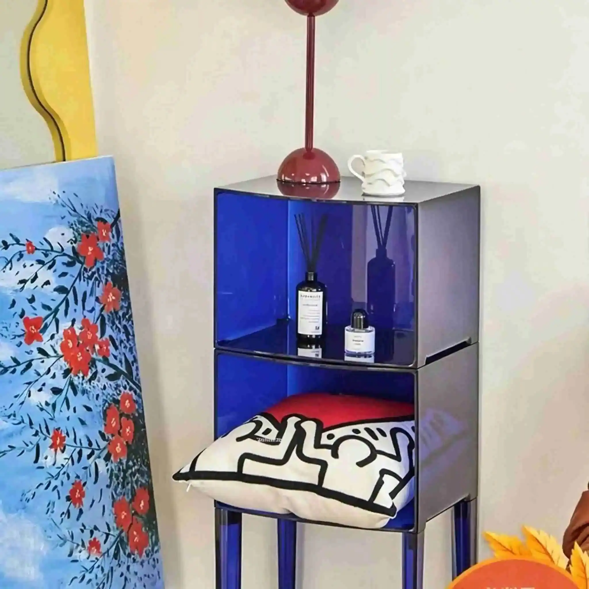 Stacking Minimalist Nordic Bedroom Transparent Nightstand Modern Space Acrylic Storage Design Cabinet for Saving Creative