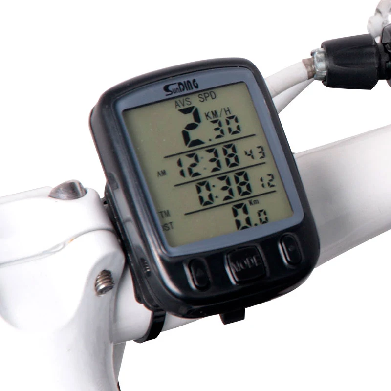 Bicycle Speedometer Wired Computer Stopwatch Water Proof Odometer LCD Screen Backlight Auto Clear Sunding SD-563A