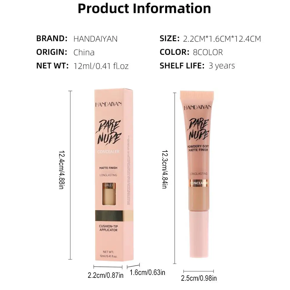 Bâton correcteur waterproof pour couvrir les taches d'acné, fond de teint liquide de vachette foncé, modifier le teint de la peau, crème de fond de teint, 8 documents