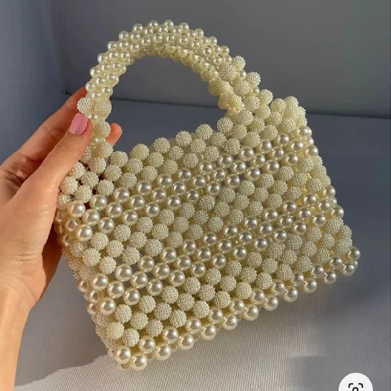 

New Yangmei Ball Beaded Handwoven Handwoven Handbags for Women Dinner White Pearl Bag Customized Color Fashion Women's Bags