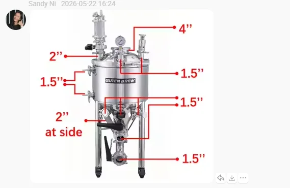 30L 55L 75L 105L Conical Fermenter Beer Brewery Equipment Pressurized Fermenter Ferment Beer Tank Brewing Beer Equipment