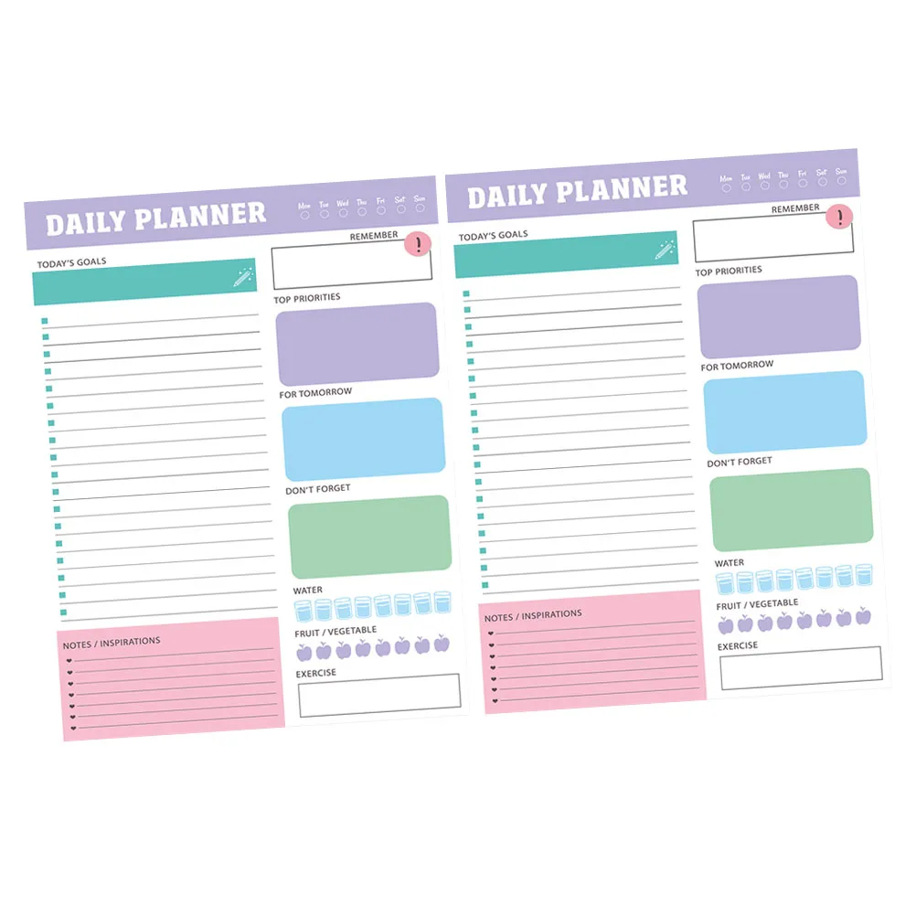 

2 Books Daily Planner Note Pads Office Notepad Multi Function Tearable Household Memo 60 Sheets Per Book Thick Paper Clear