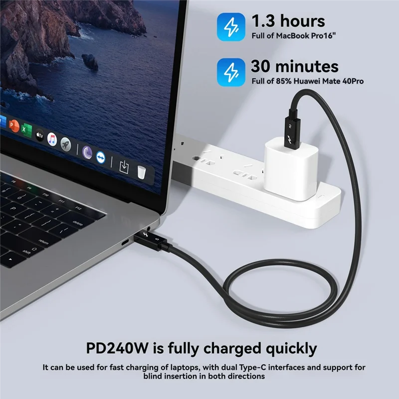 【Exclusive!】240W PD For Thunderbolt 5 Type C Cable Fast Charging & 120Gbps High-Speed Data USB-C Full-Function Cable