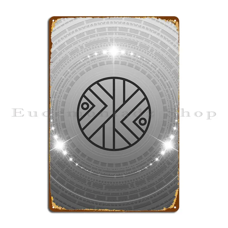 Grey Geometric Glyph Rune Metal Sign Decoration Garage Wall Plaque Print Designing Tin Sign Poster