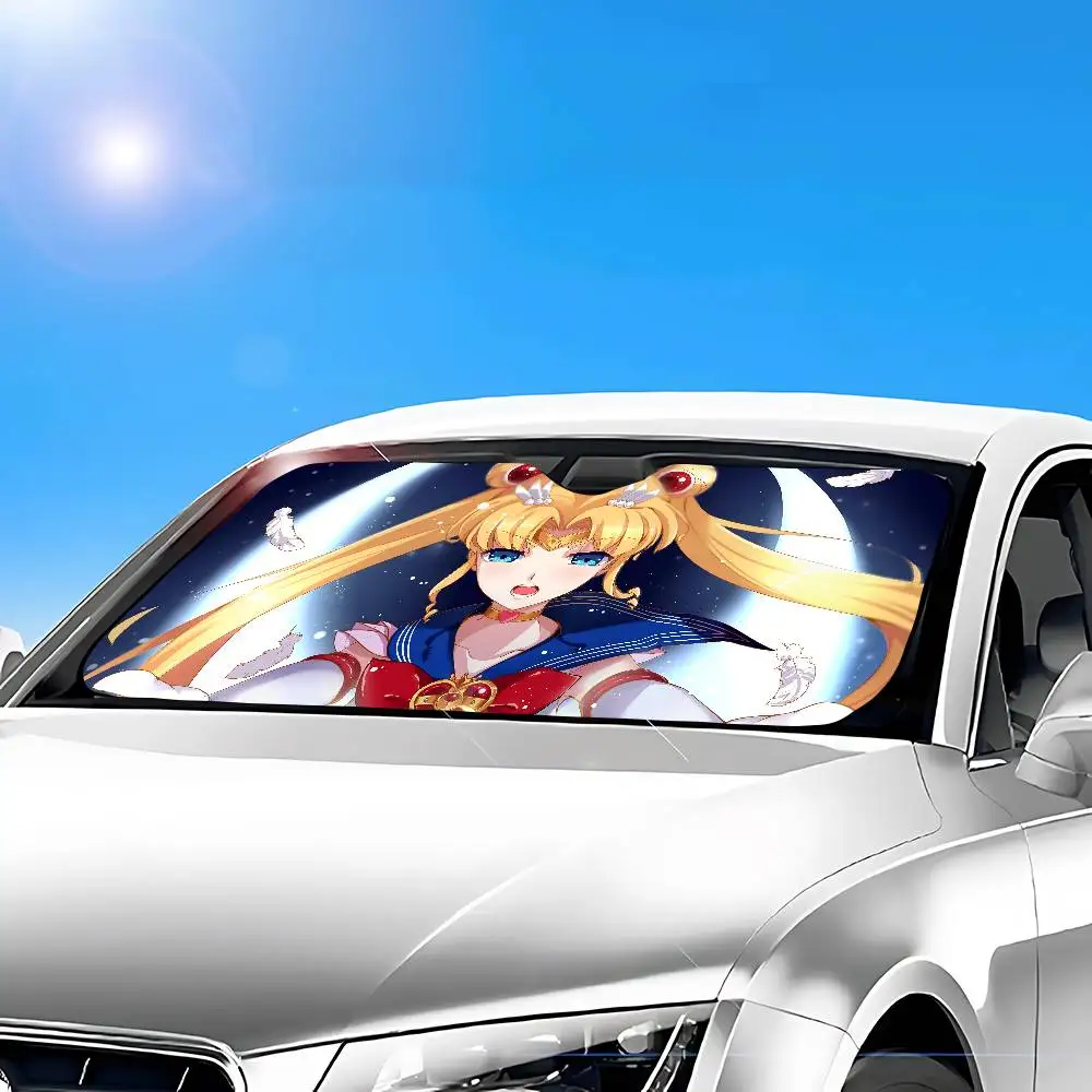 أنيمي S-حار M-القمر سيارة ظلة سيارة ظلة يغطي غطاء الزجاج الأمامي العالمي للطي قناع