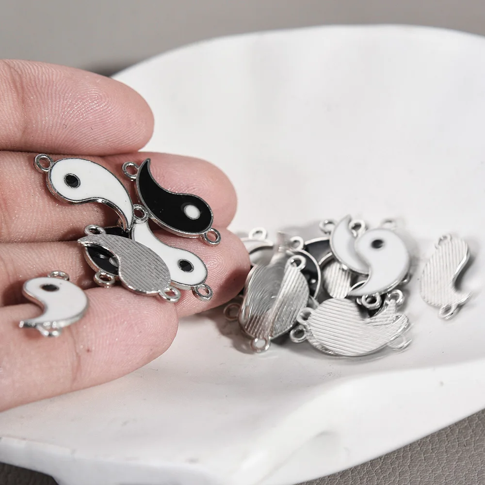 20Pcs Tai Chi Bagua Alloy Pendant Chinese Style Drip Glaze Yin Yang Charms for Necklace Bracelet Earrings DIY Jewerly Making