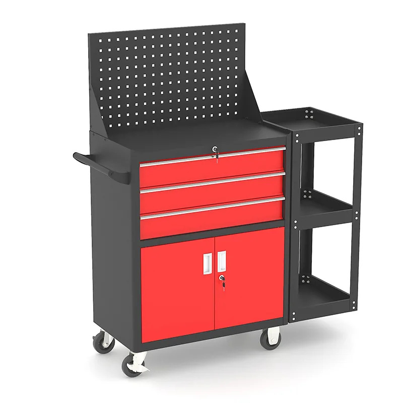 Heavy-duty auto repair tool car enlarged and thickened with back net side hanging workshop tool car