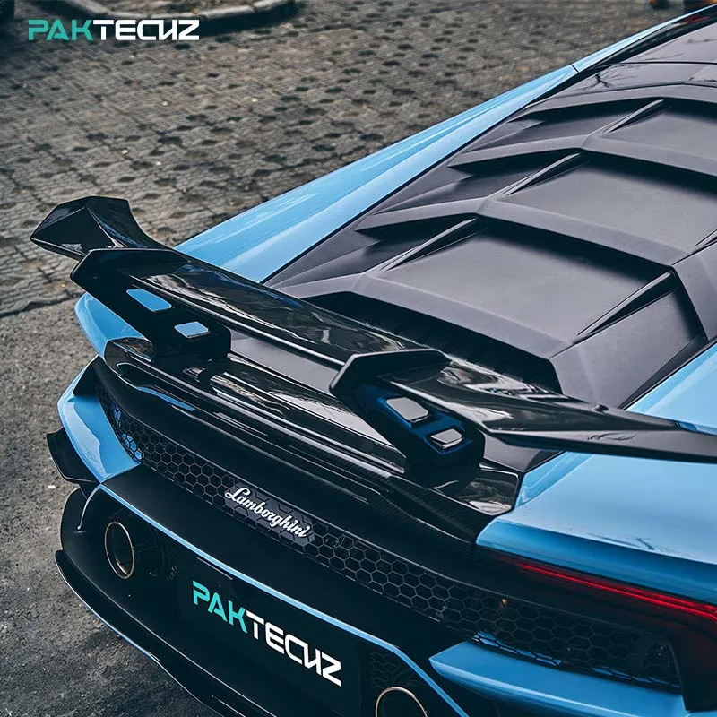 Paktechz Dry Carbon Fiber Body Kit Rear Spoiler Wing for Lamborghini Huracan EVO