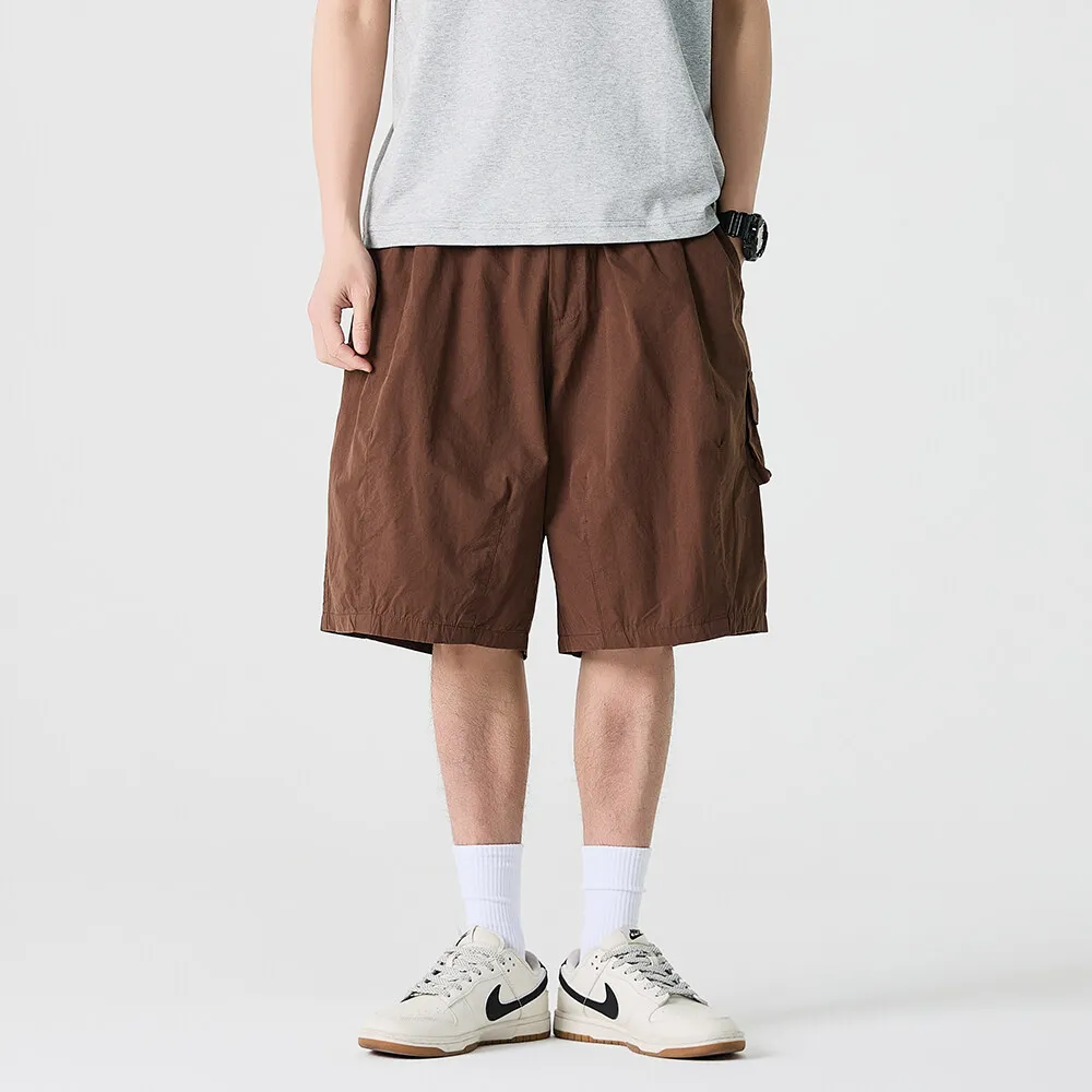 

Мужские шорты из стираного хлопка, японская уличная одежда, модные свободные повседневные шорты-карго с широкими штанинами Amekaji, короткие брюки Cityboy