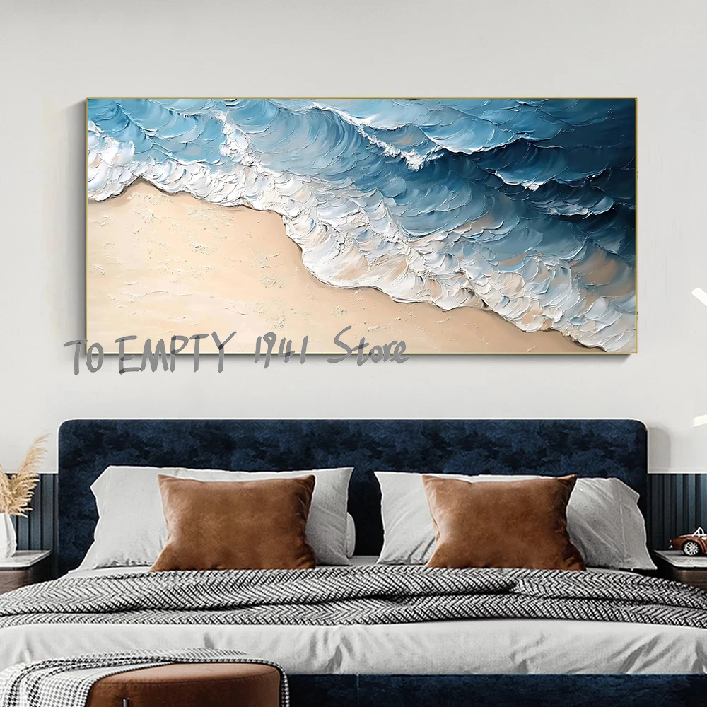 عرض ساحلي للبحر منظر طبيعي جميل ملصق كبير الحجم جدار ديكور سانتوريني ساحلي قماش يطبع جمالي جدار الفن الديكور #2