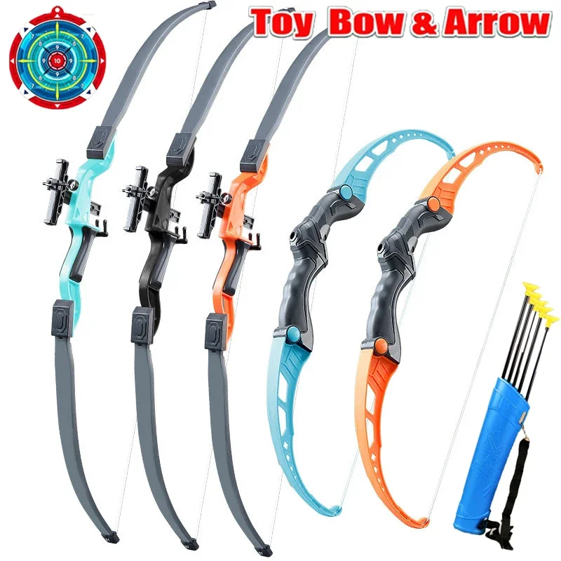 92cm Children's Bow and Arrow Toy Set Children's Archery Practice Recurve Bow Outdoor Shooting Toy with Target Birthday Gift