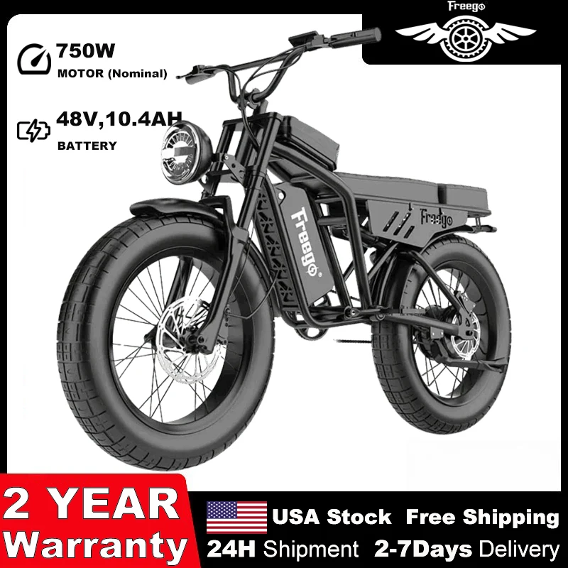 

Freego F0 Electric Bike 20x4.0 Fat Tire Ebike for Adults 750W motor Electric Mountain Bike 20mph E bike UL 2849 2 Year Warranty