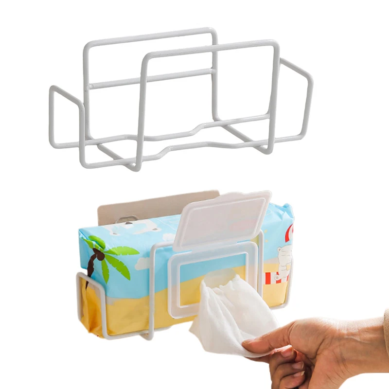 Simple Kitchen Wipes Storage Rack Household Bathroom Paper Towel Rack Iron Paint Free Punch Storage Rack Wall Mounted