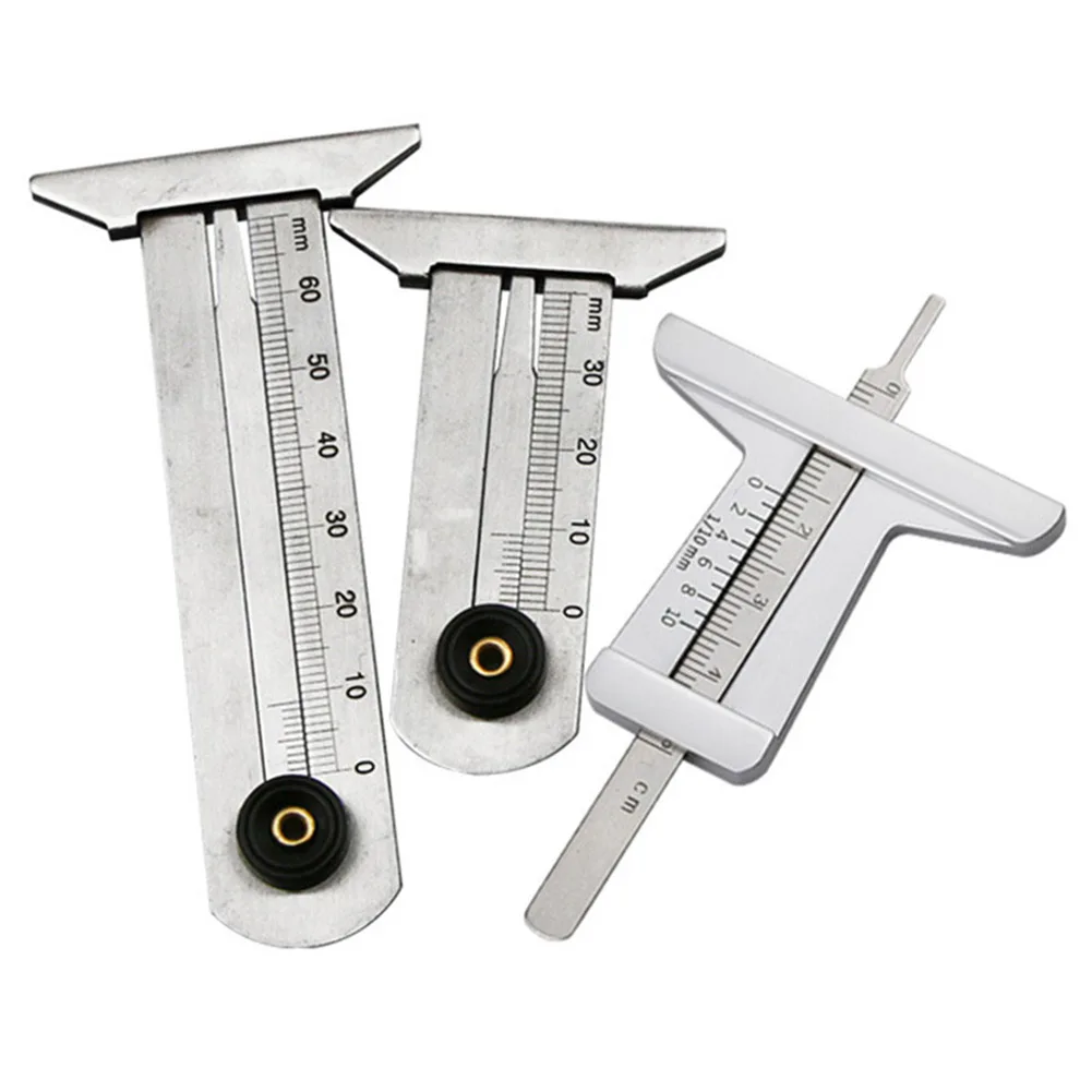 Car Tire-Tread  Depthometer Measuring Ruler Ruler Tread Depth Inspection Vernier  Caliper Tool Depth Indicator Gauge Gag Silver