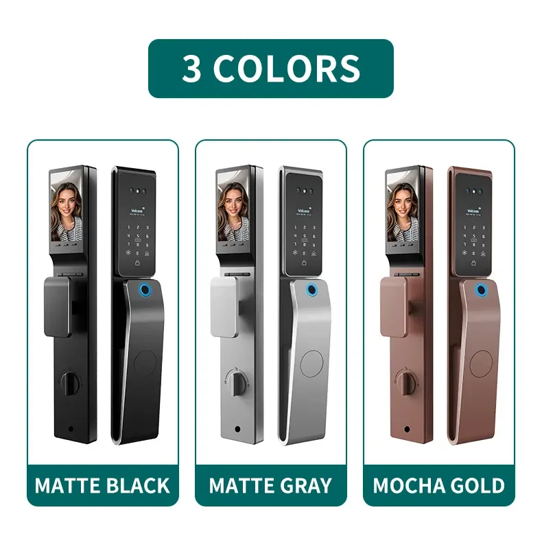 Factory Price Biometric Face Fingerprint Tuya Wifi Camera Intelligent Door Lock Keyless Card Digital Door Lock Video Intercom