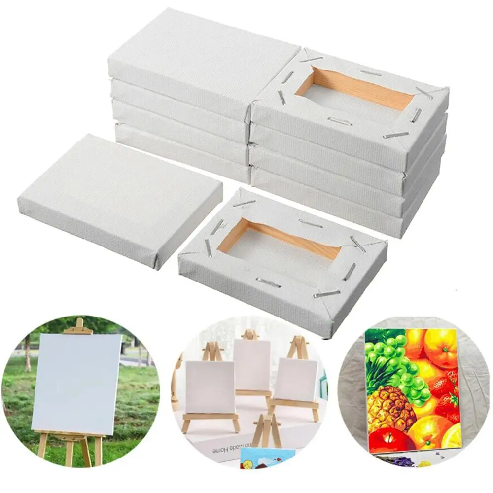 10pcs Blank Stretched For Primed Oil Acrylic Paint White Painting Supplies Oil Paint Board Frame Artist Canvas