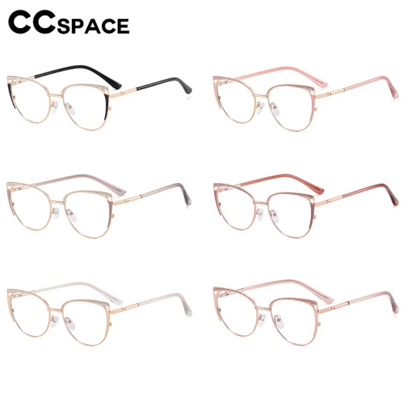 Women Metal Cat Eye Myopia Glasses Spring Hinge Anti Blue Light Optical Eyeglass Customized Prescription Spectacles #303957