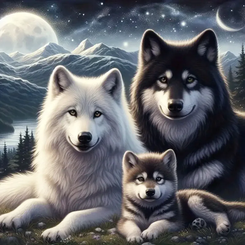 Diamant-Mosaik, Wolf, volles rundes Gemälde, Tier-Stickerei, Strasssteine, 5D-DIY-Handwerk, Heimdekoration