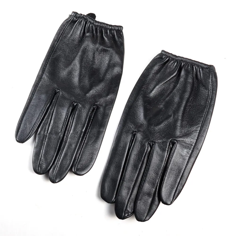 Men\'s Real Leather Goat Skin Classical Fashion shrink Wrist Tactical Short Gloves Touch Screen Casual Short Gloves