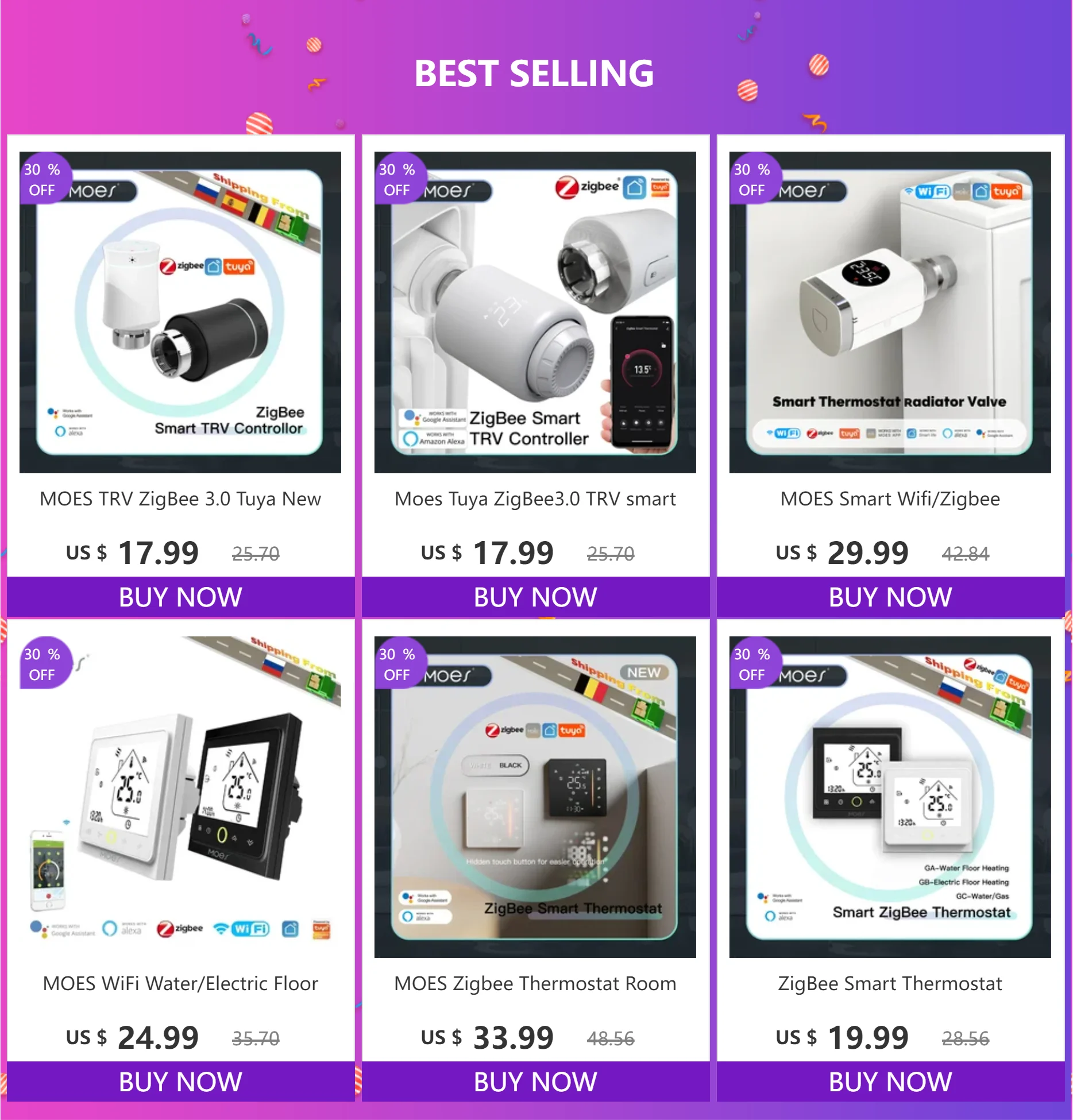 MOES Tuya WiFi Zigbee Smart TRV Thermostatisches Heizkörperventil Programmierbarer Thermostat Temperaturregler Alexa Google Home – Detail 1