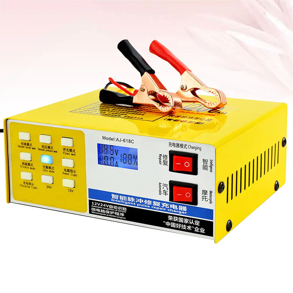

Car Battery Charger 12/24V Fully Automatic Intelligent Pulse Repair For Motorcycle Truck Ups Gel Wet Battery Tool
