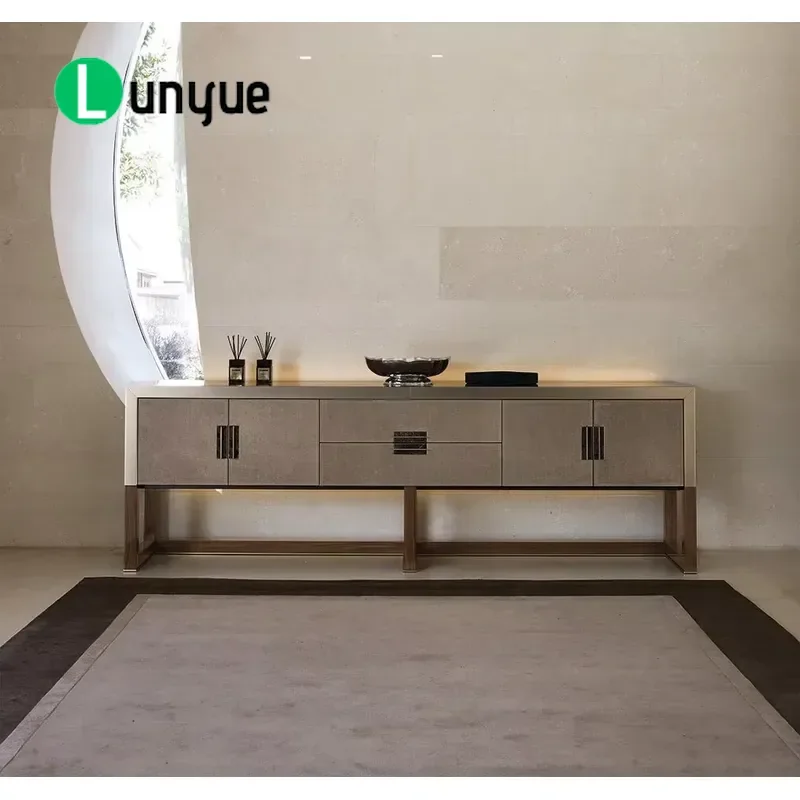 Nordic White Wooden Sideboard Luxury Buffet Cabinet with Drawers Modern Storage Credenza for Living Room Bedroom Home Decor