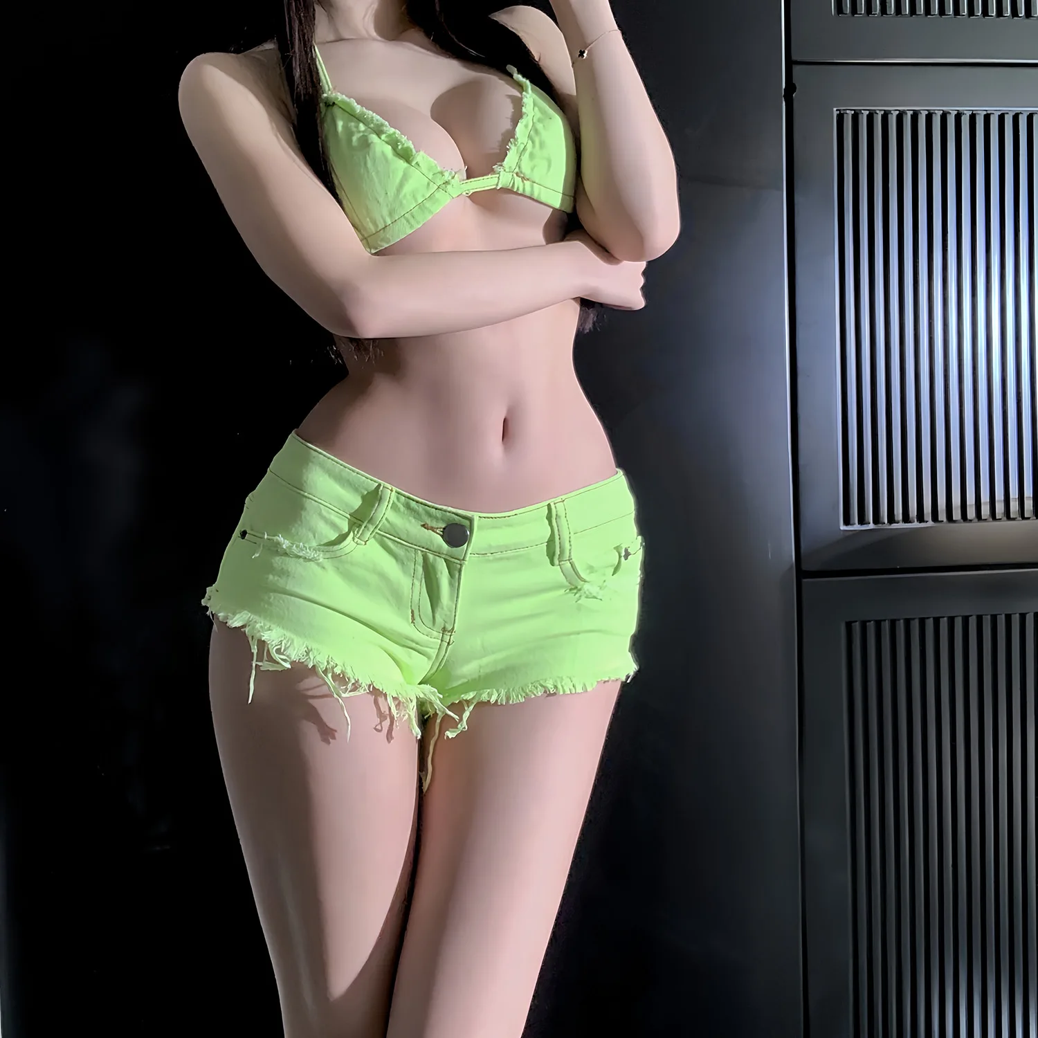 여성 원피스 허니 피치 힙합 핫팬츠, 로우 웨이스트 퍼포먼스, 천공 울트라 쇼트 데님 반바지, 8870 # 나이트클럽 스파이시 걸
