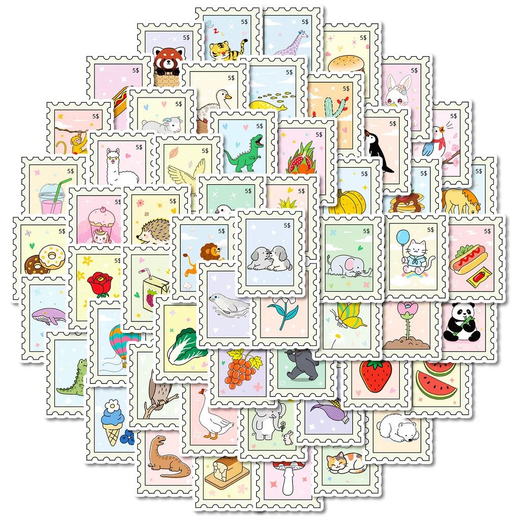 Aesthetic Postage Stamp Themed Sticker Pack 56 Sheets, Lovely Stickers for Scrapbook, Desktop and Gadget RecordingYourLife Store