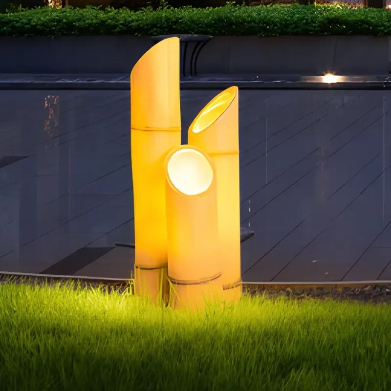 LED IP65 waterproof outdoor resin bamboo Christmas plant lawn light 3500K warm white, suitable for park squares and shopping
