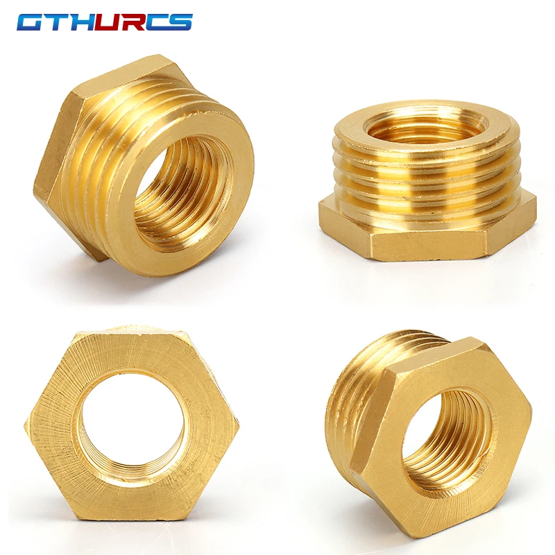Brass Adapter Fitting BSP Reducing Hexagon Bush Bushing Male to Female Connector Fuel Water Gas Oil 1/8
