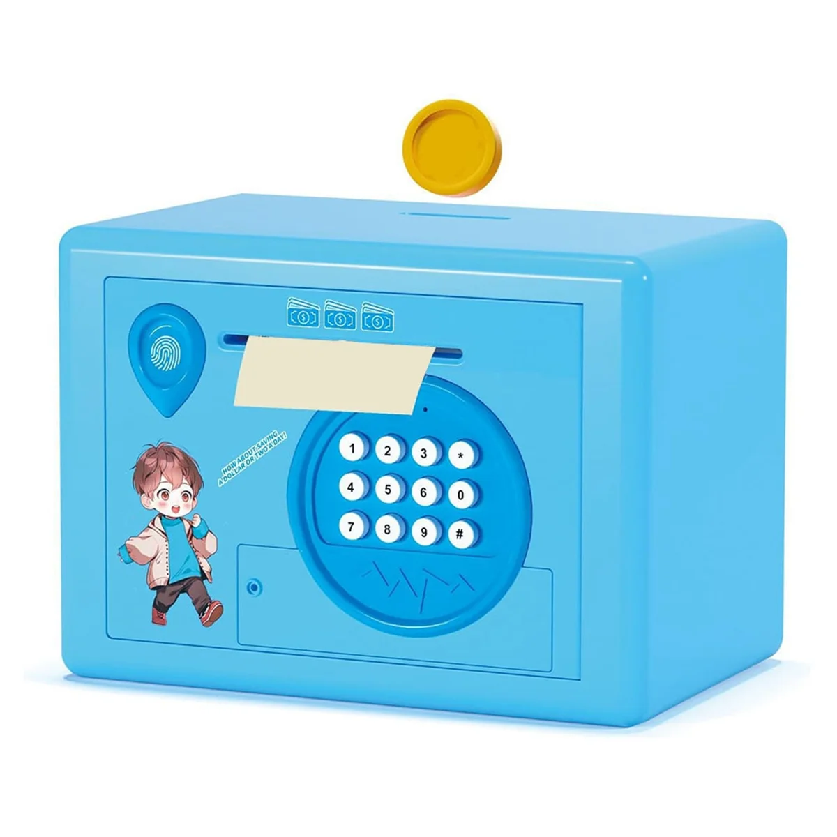 Piggy Bank for Kids,Fingerprint Password Money Saving Box,Coin Bank Money Safe ATM Machine Gift for Birthday