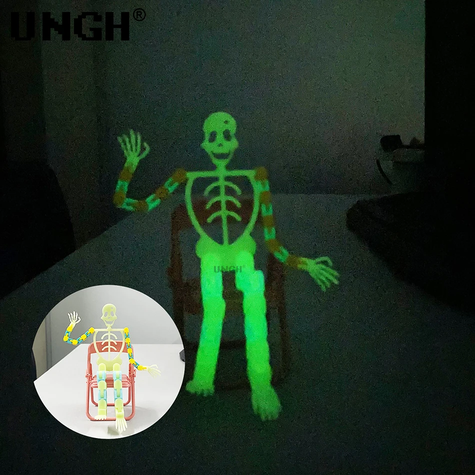 UNGH Halloween Luminous Skeleton Man Decompression Toy Halloween Ghost House Chamber Terror Skull Decoration Gift for Children