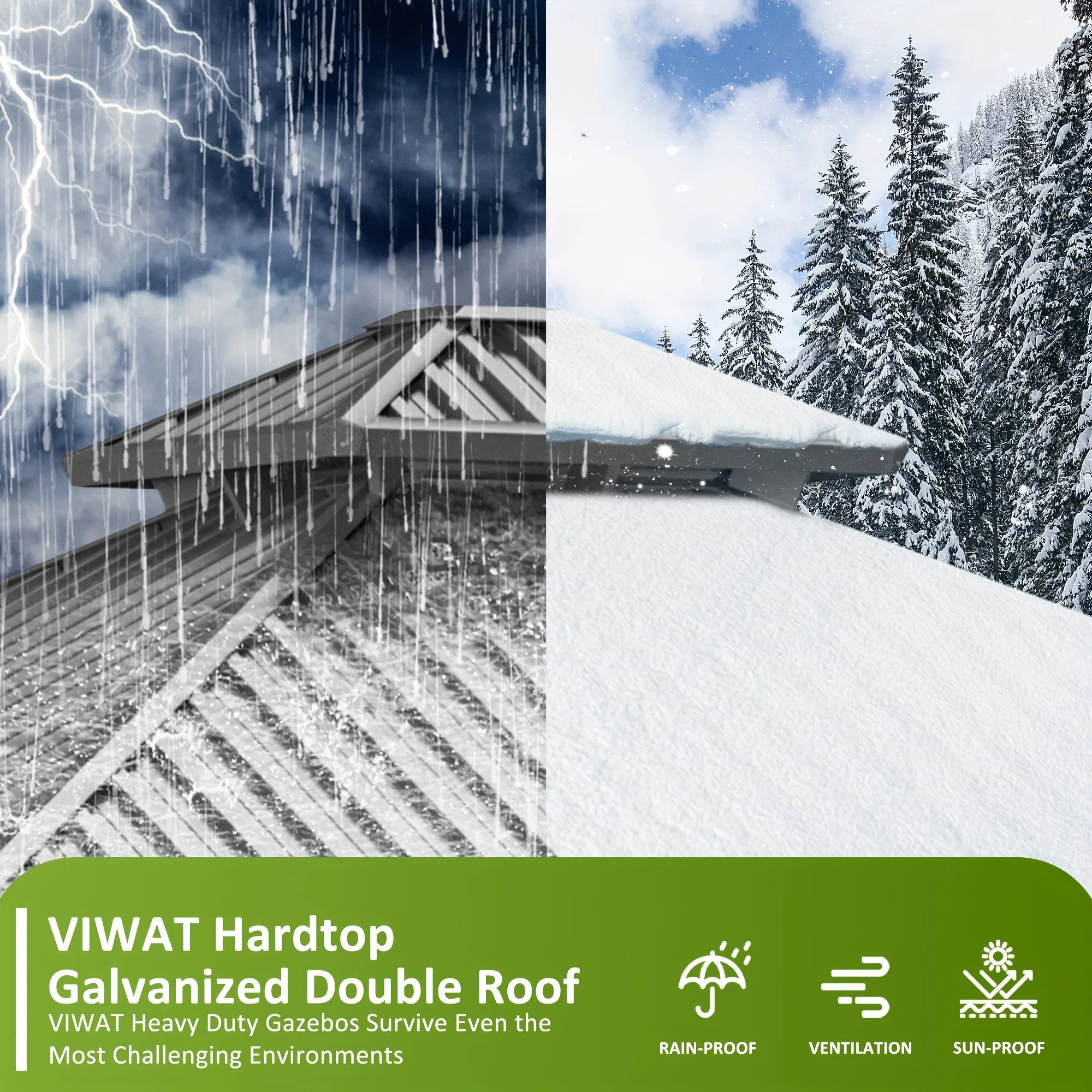 POLAR 10x12FT Hardtop Gazebo, Aluminum Frame & Galvanized Steel Roof w/ Netting Curtains All Weather Pavilion for Patio, Garden