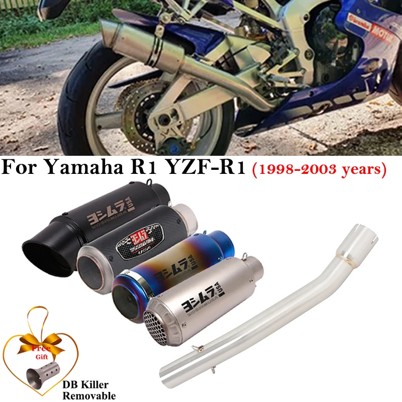 Slip On For Yamaha YZF-R1 R1 1998 - 2003 Motorcycle Exhaust Escape System Middle Link Pipe Modified Muffler Removable DB Kiiller